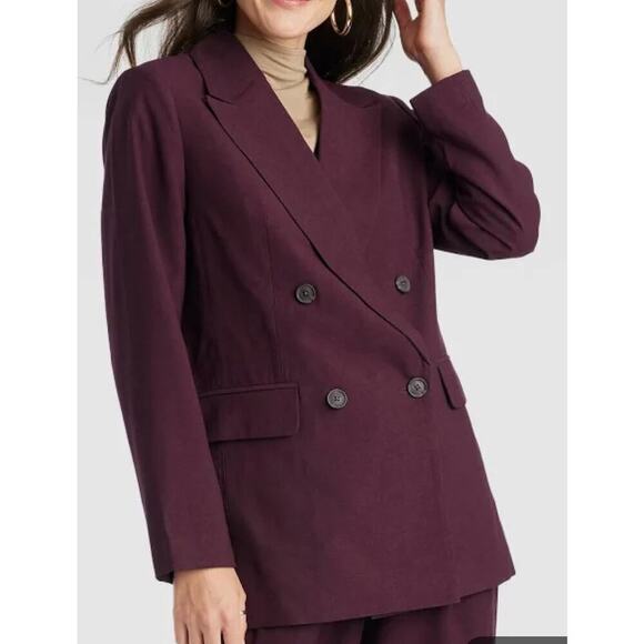 NWT a new day Maroon Burgundy Red Blazer Career Wear Button Structured‎ - Picture 1 of 7
